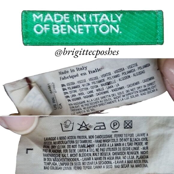 Made in Italy Benetton Brown Cardigan Size Large - Picture 7 of 7